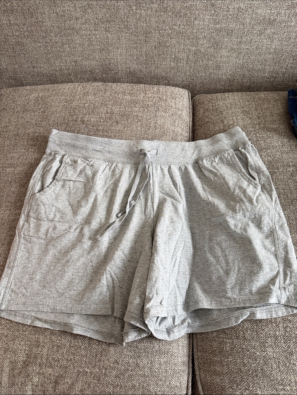 Hanes Women’s Light Gray Athletic Lounge Shorts with Drawstring Waist